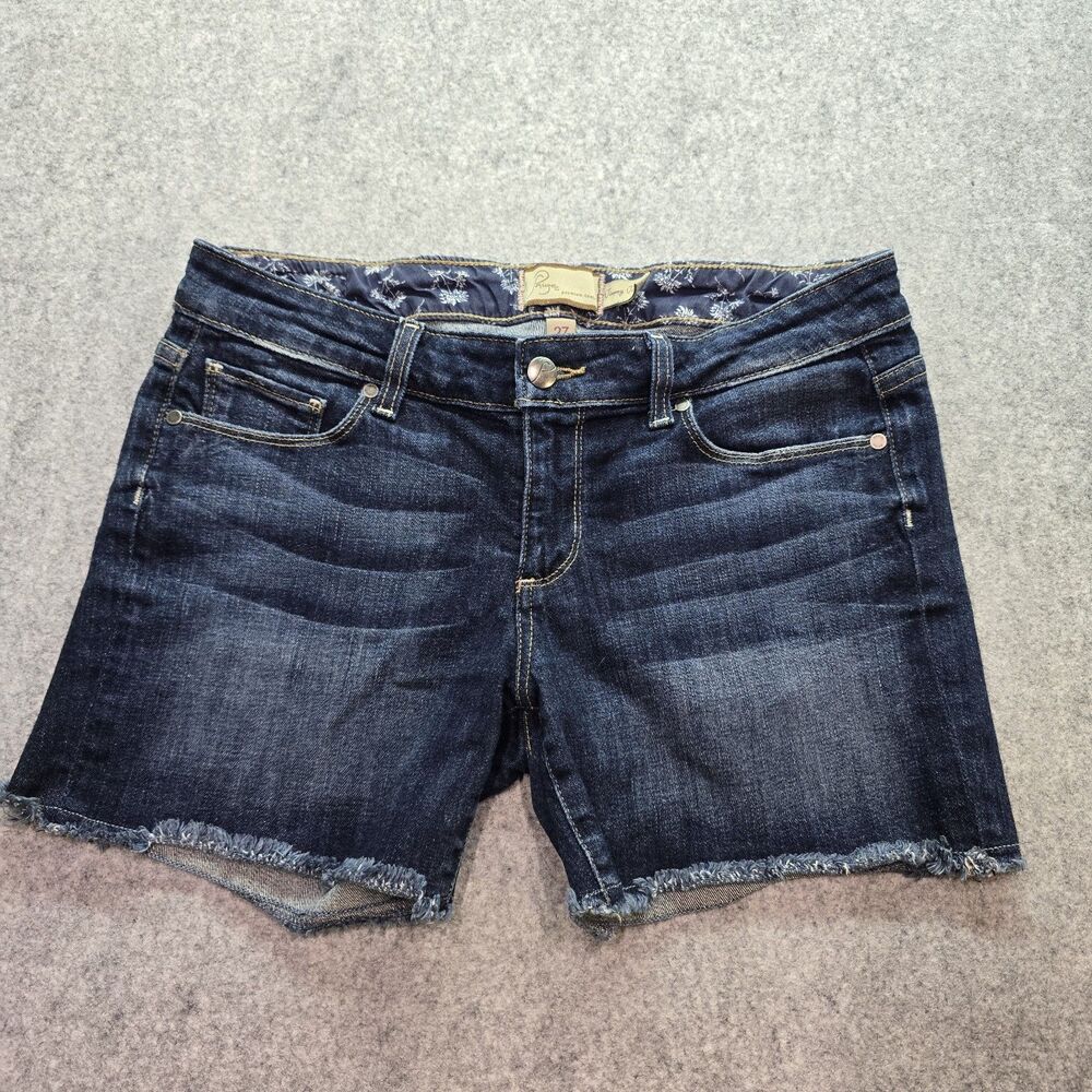 Paige Jimmy Jimmy Cut Off Denim Shorts Women's Size 27 Blue M Wash Frayed Hem